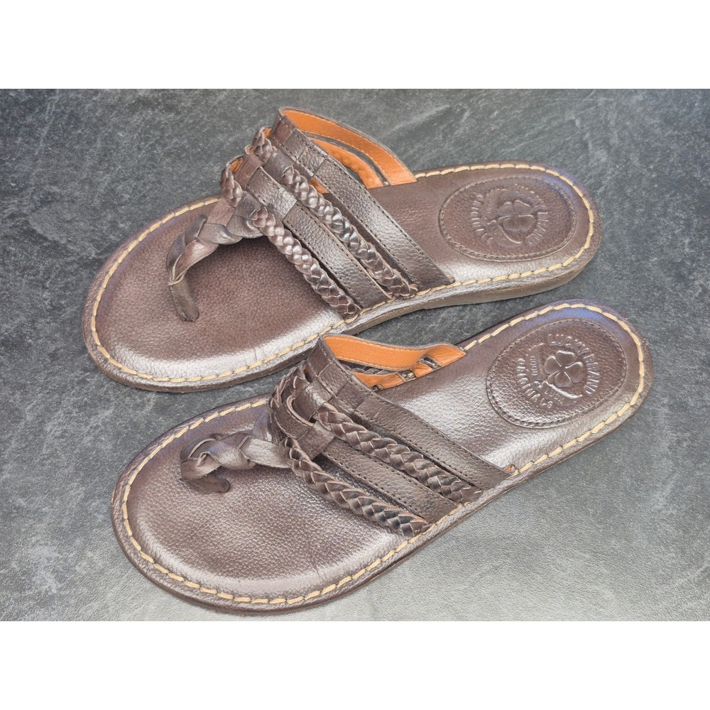 Lucky Brand 8.5M Women's Brown Braided Leather Thong Sandals Boho Festival Flat